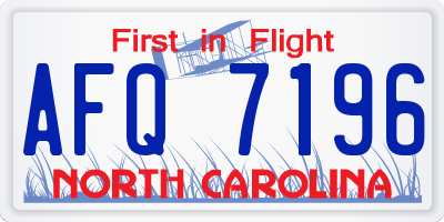 NC license plate AFQ7196