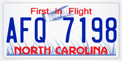 NC license plate AFQ7198