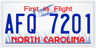 NC license plate AFQ7201