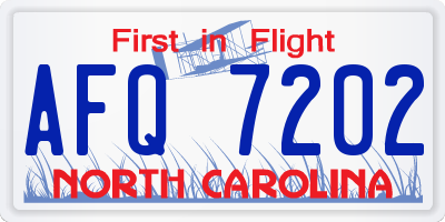 NC license plate AFQ7202