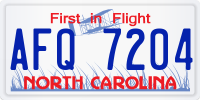 NC license plate AFQ7204