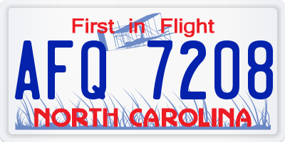 NC license plate AFQ7208