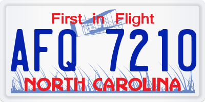 NC license plate AFQ7210