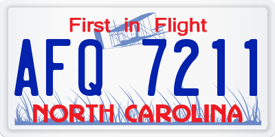 NC license plate AFQ7211