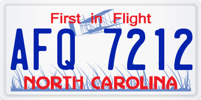 NC license plate AFQ7212
