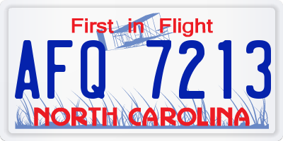 NC license plate AFQ7213