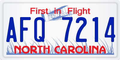 NC license plate AFQ7214