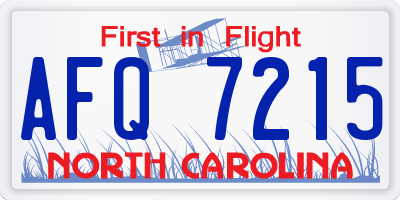 NC license plate AFQ7215