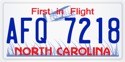 NC license plate AFQ7218