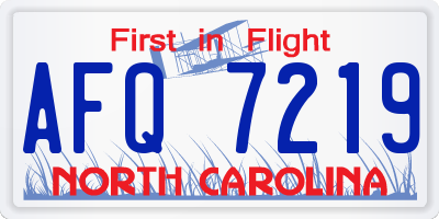 NC license plate AFQ7219
