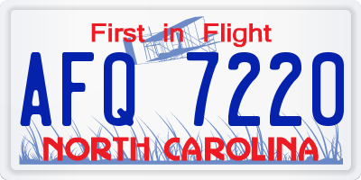 NC license plate AFQ7220