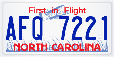 NC license plate AFQ7221