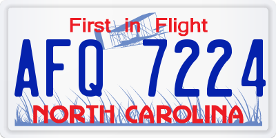 NC license plate AFQ7224