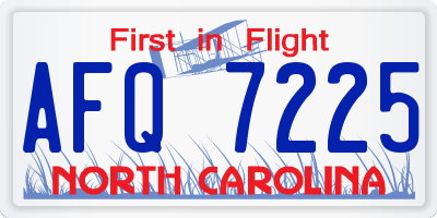 NC license plate AFQ7225
