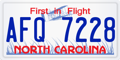 NC license plate AFQ7228