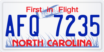 NC license plate AFQ7235