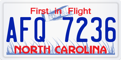 NC license plate AFQ7236