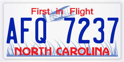 NC license plate AFQ7237