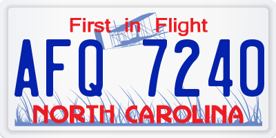 NC license plate AFQ7240