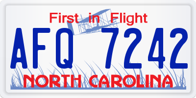 NC license plate AFQ7242