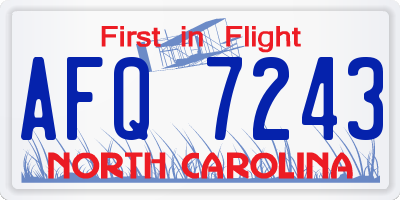 NC license plate AFQ7243