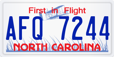 NC license plate AFQ7244