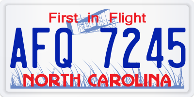 NC license plate AFQ7245