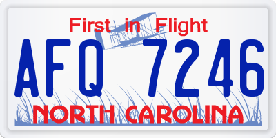 NC license plate AFQ7246