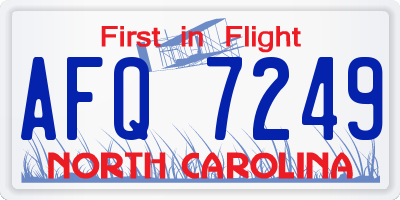 NC license plate AFQ7249
