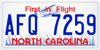 NC license plate AFQ7259