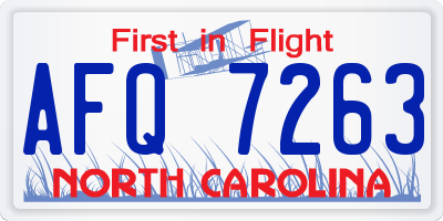 NC license plate AFQ7263