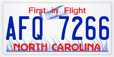 NC license plate AFQ7266