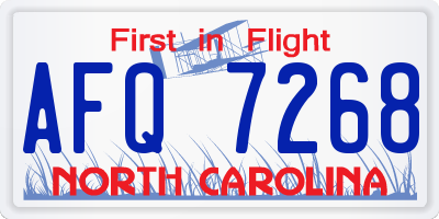 NC license plate AFQ7268