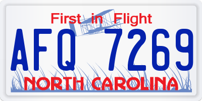 NC license plate AFQ7269