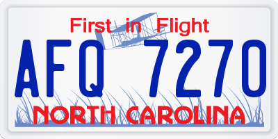 NC license plate AFQ7270