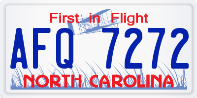NC license plate AFQ7272
