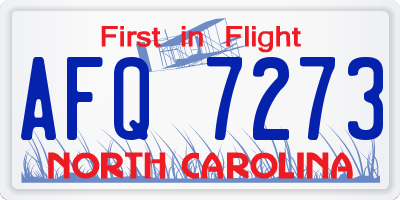 NC license plate AFQ7273