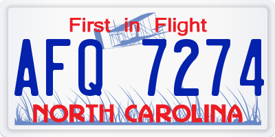 NC license plate AFQ7274