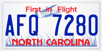 NC license plate AFQ7280
