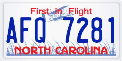 NC license plate AFQ7281
