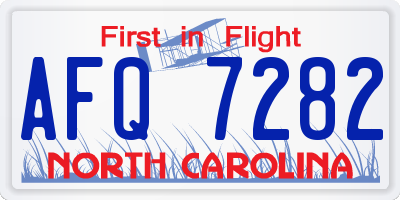 NC license plate AFQ7282