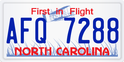 NC license plate AFQ7288