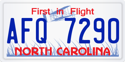 NC license plate AFQ7290