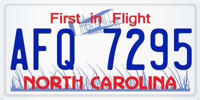 NC license plate AFQ7295