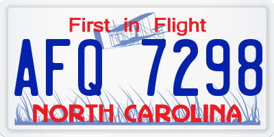 NC license plate AFQ7298