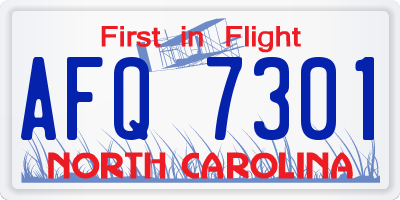 NC license plate AFQ7301