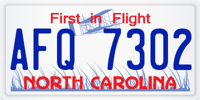 NC license plate AFQ7302