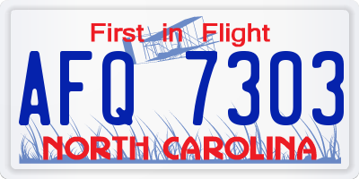NC license plate AFQ7303