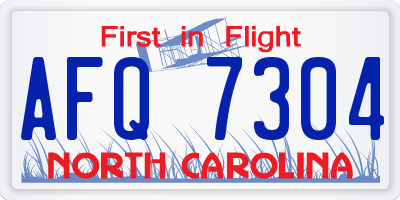 NC license plate AFQ7304