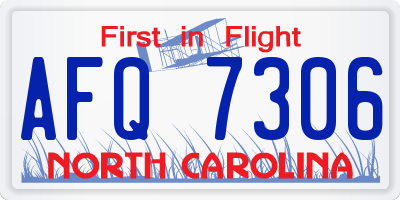 NC license plate AFQ7306